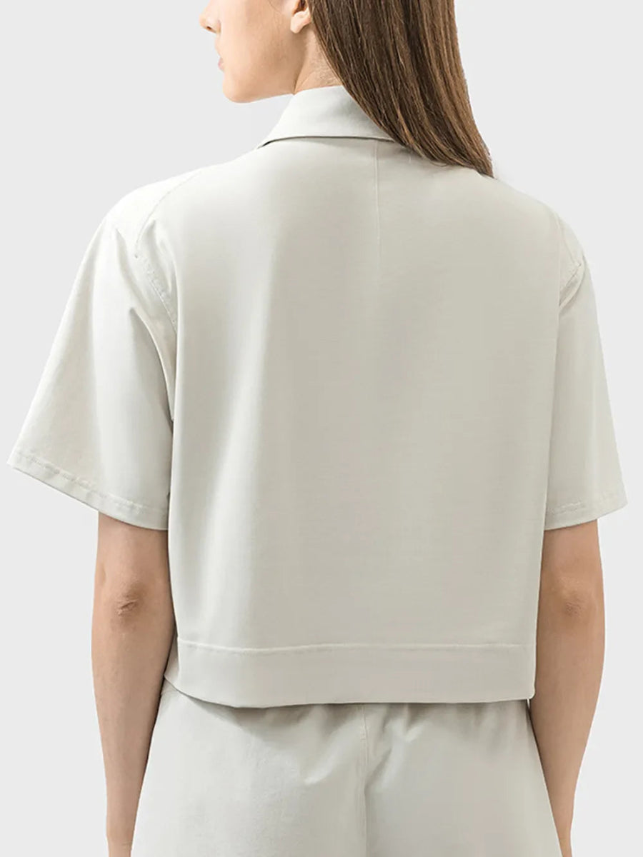 Millennia Half Button Short Sleeve Active T-Shirt for Women - Love Salve